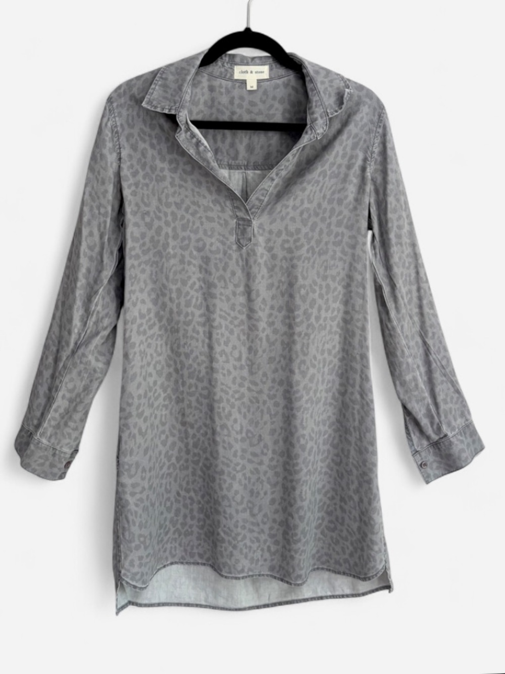 Cloth & Stone Long-Sleeve Tunic w/ Roll Tab Sleeves & Pockets - M